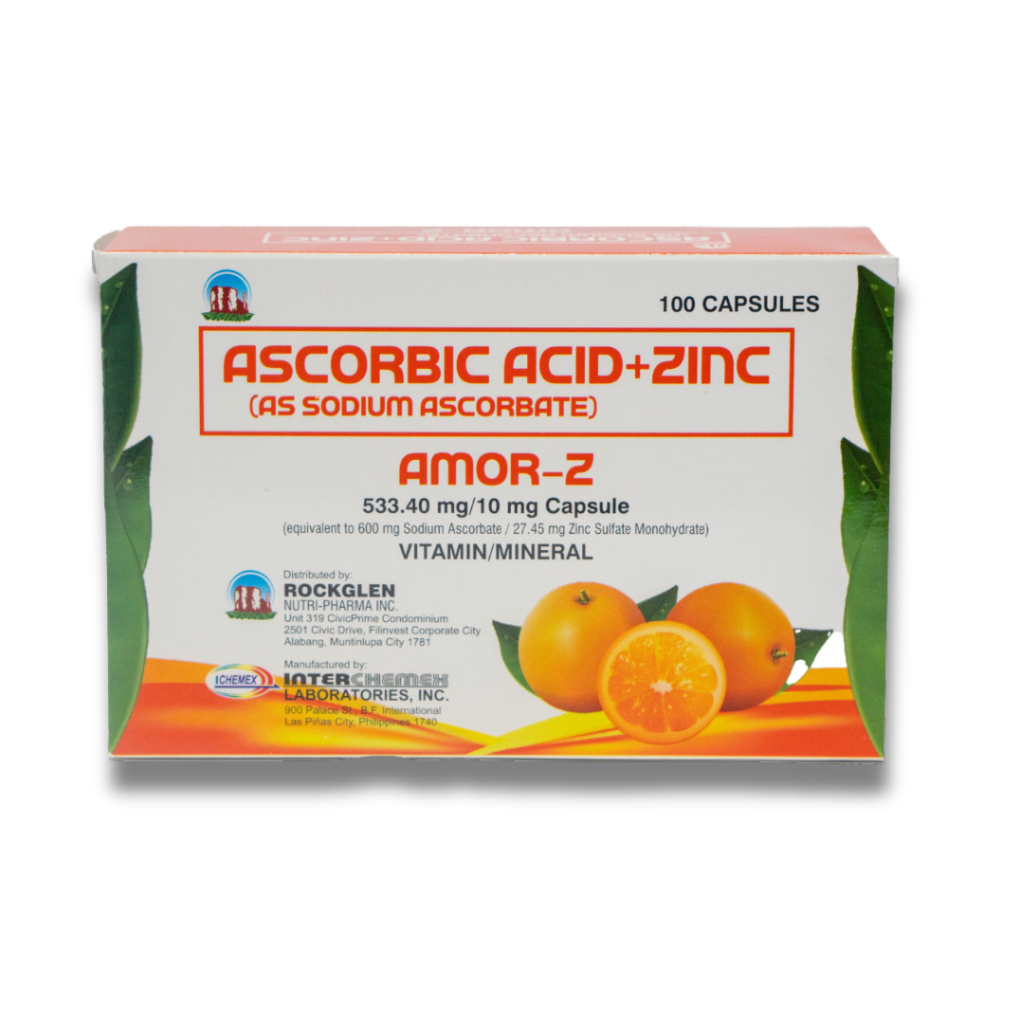 Product name: Amor-Z Sodium Ascorbate + Zinc 533.40 mg/10 mg Capsule (100 capsules/box) - Image 2